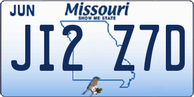 MO license plate JI2Z7D