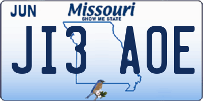 MO license plate JI3A0E