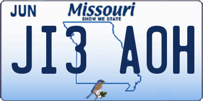 MO license plate JI3A0H