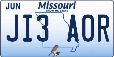 MO license plate JI3A0R