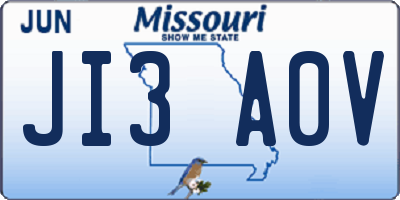 MO license plate JI3A0V