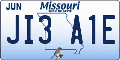 MO license plate JI3A1E