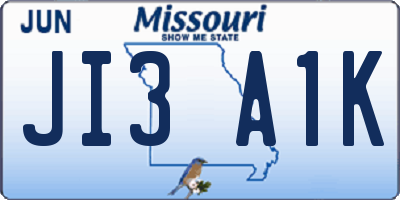 MO license plate JI3A1K