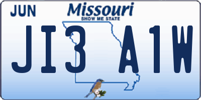 MO license plate JI3A1W