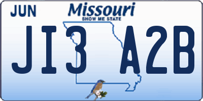 MO license plate JI3A2B