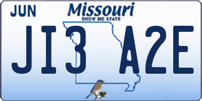 MO license plate JI3A2E