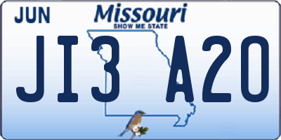 MO license plate JI3A2O