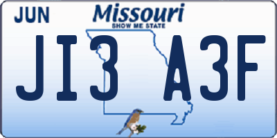 MO license plate JI3A3F