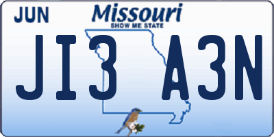 MO license plate JI3A3N