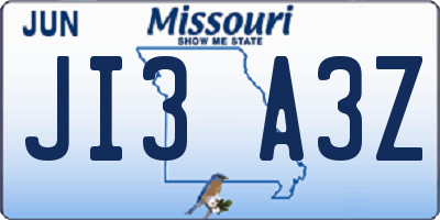 MO license plate JI3A3Z