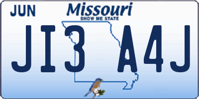 MO license plate JI3A4J