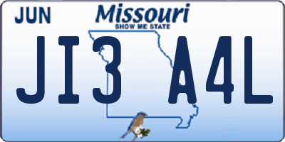 MO license plate JI3A4L