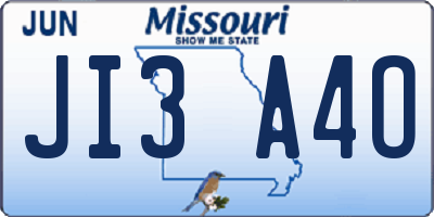 MO license plate JI3A4O
