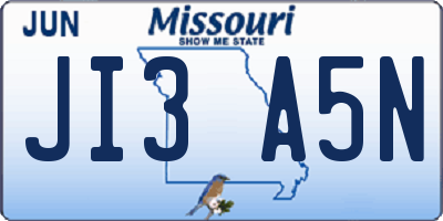 MO license plate JI3A5N