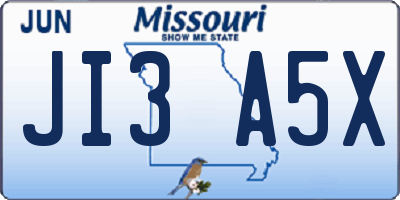 MO license plate JI3A5X