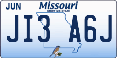 MO license plate JI3A6J