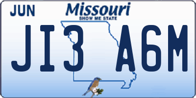 MO license plate JI3A6M