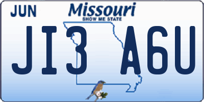 MO license plate JI3A6U