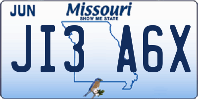 MO license plate JI3A6X