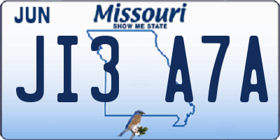 MO license plate JI3A7A