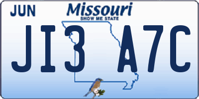 MO license plate JI3A7C