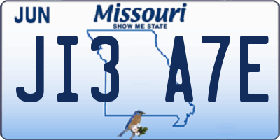 MO license plate JI3A7E