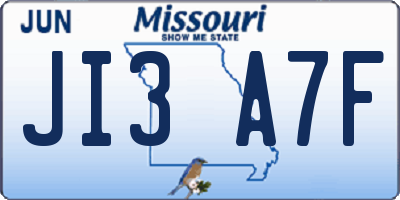 MO license plate JI3A7F