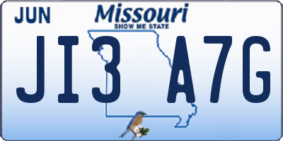 MO license plate JI3A7G