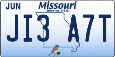 MO license plate JI3A7T