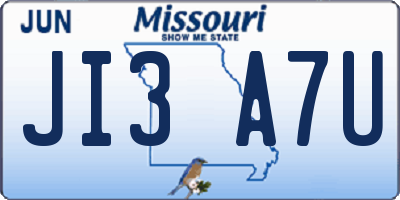 MO license plate JI3A7U