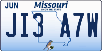 MO license plate JI3A7W