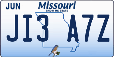 MO license plate JI3A7Z