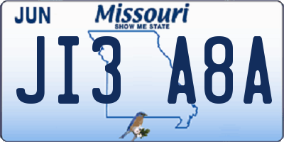 MO license plate JI3A8A