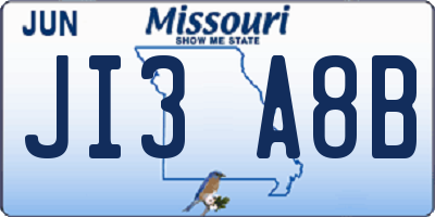MO license plate JI3A8B
