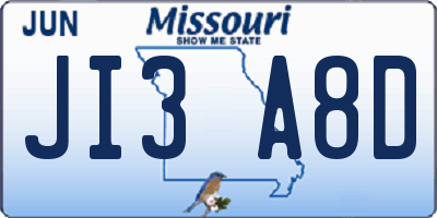 MO license plate JI3A8D