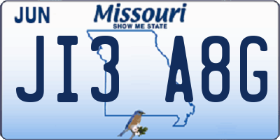 MO license plate JI3A8G