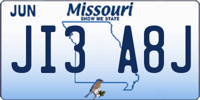 MO license plate JI3A8J