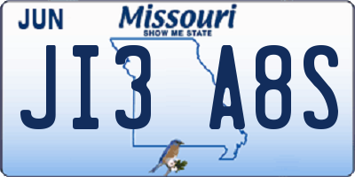 MO license plate JI3A8S