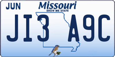 MO license plate JI3A9C