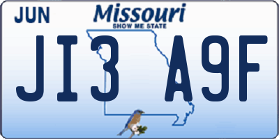 MO license plate JI3A9F
