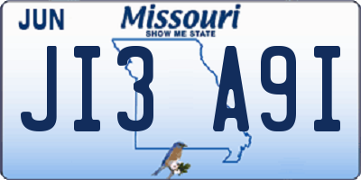 MO license plate JI3A9I