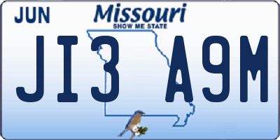 MO license plate JI3A9M