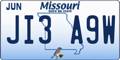 MO license plate JI3A9W