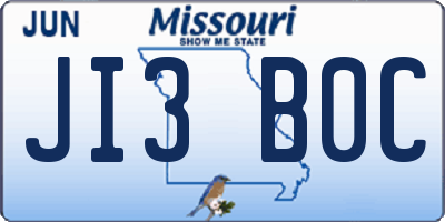 MO license plate JI3B0C