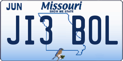 MO license plate JI3B0L
