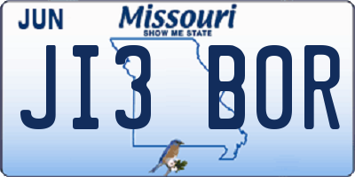 MO license plate JI3B0R