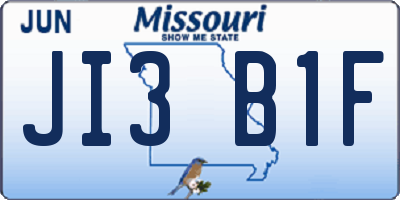 MO license plate JI3B1F