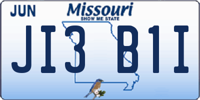 MO license plate JI3B1I