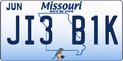 MO license plate JI3B1K