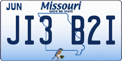 MO license plate JI3B2I